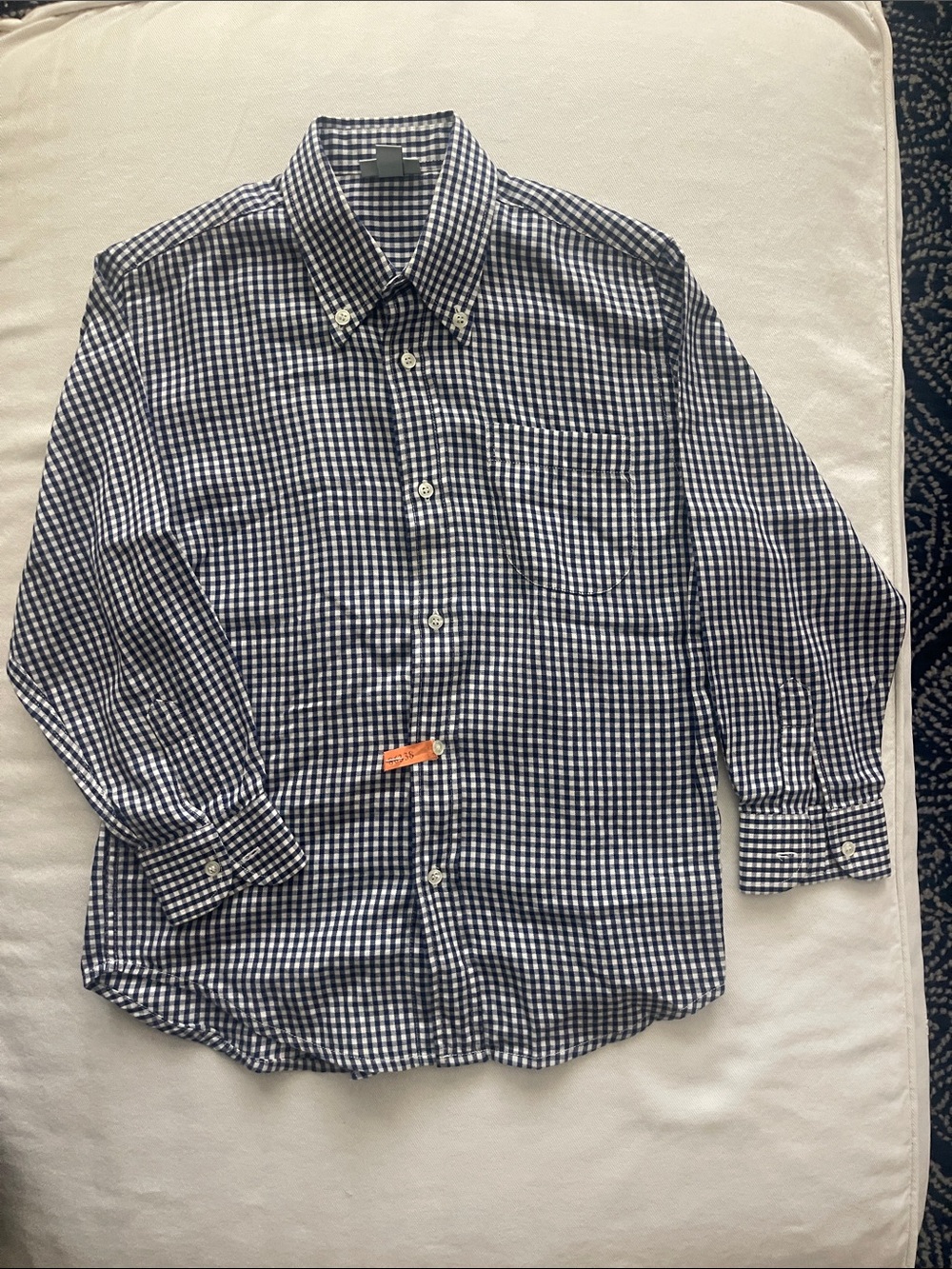 Papo d'Anjo Navy and White Gingham Button-Down Boys  Shirt Size 6 Years